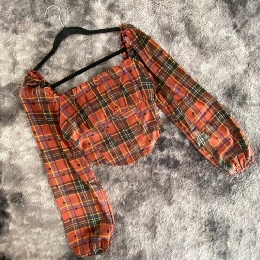 Mixed Threads Plaid Bustier Top